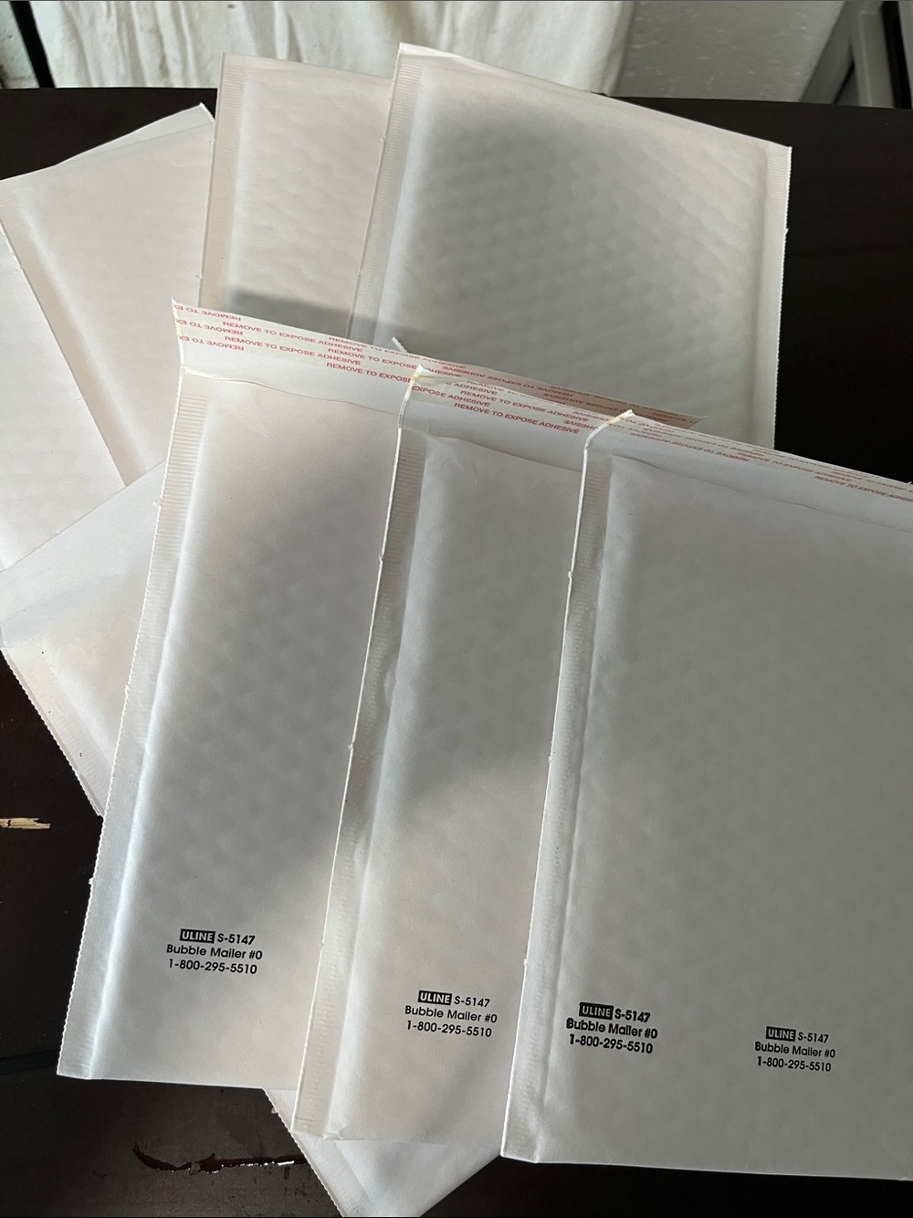Set of 8 6x9” Uline #0 Bubble Mailers